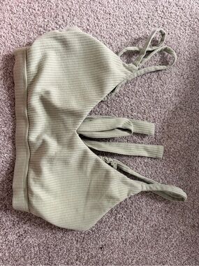 Terea Sage Green Ribbed Bralette with Adjustable Straps